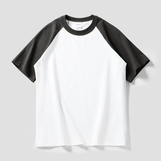 Casual Simplicity: Black - White Raglan T - Shirt